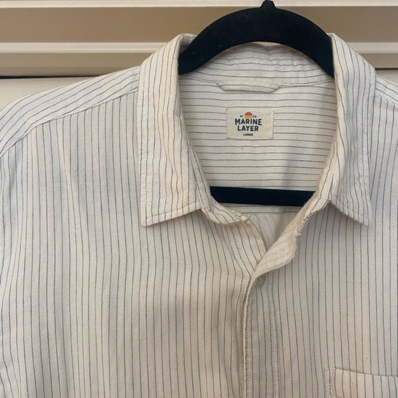 Marine Layer Mens White Pinstripe Button Down SEE PHOTOS - Picture 2 of 4